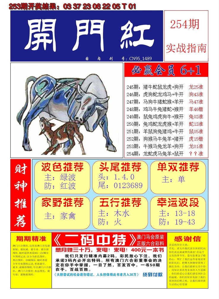 2024254期澳门开门红A