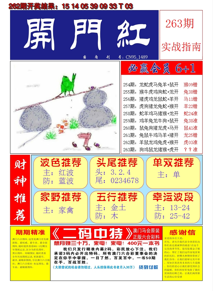 2024263期澳门开门红A