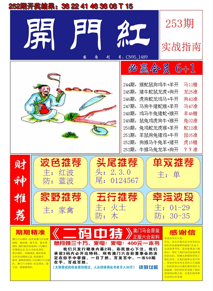2024253期澳门开门红A