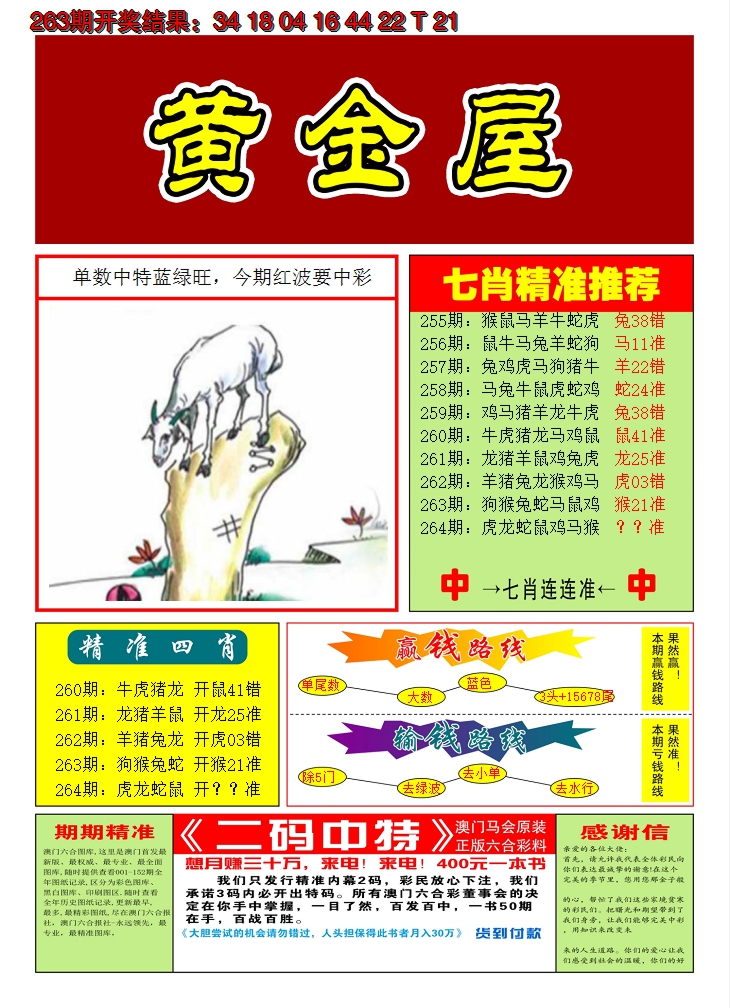 2024264期澳门黄金屋A
