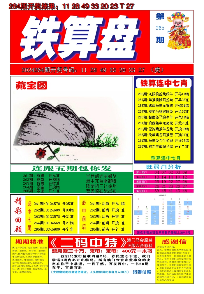 2024265期澳门铁算盘A