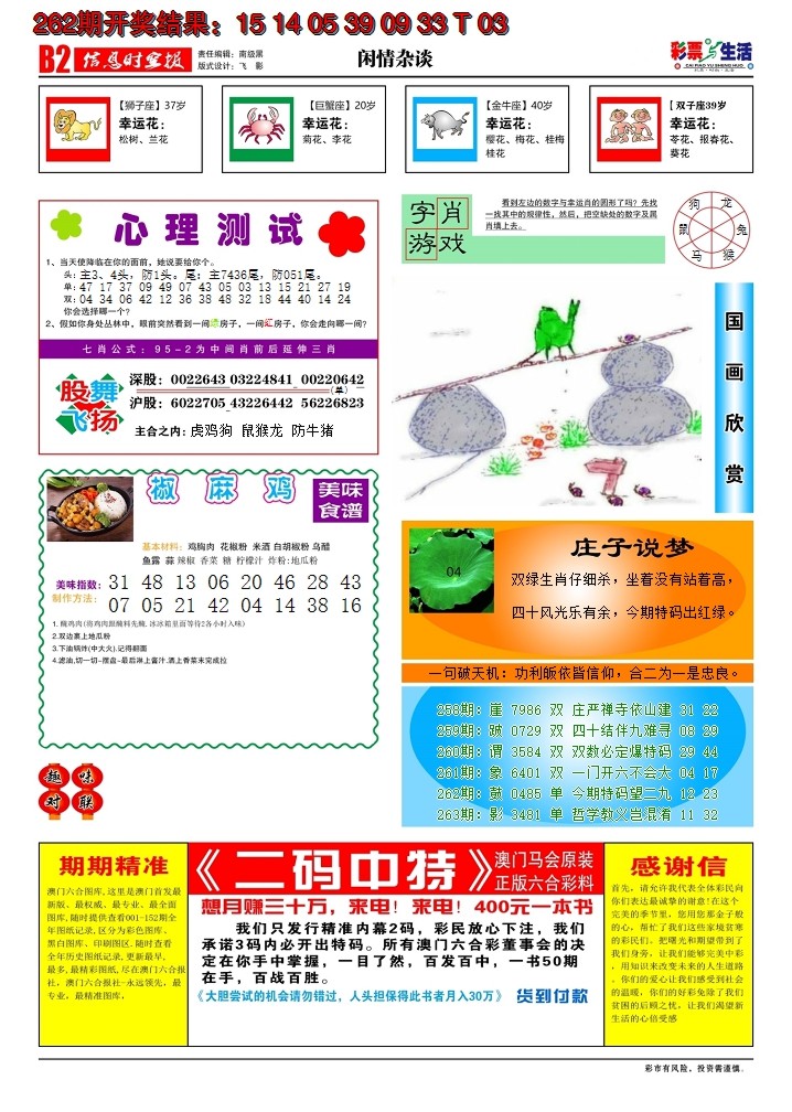 2024263期彩票与生活B