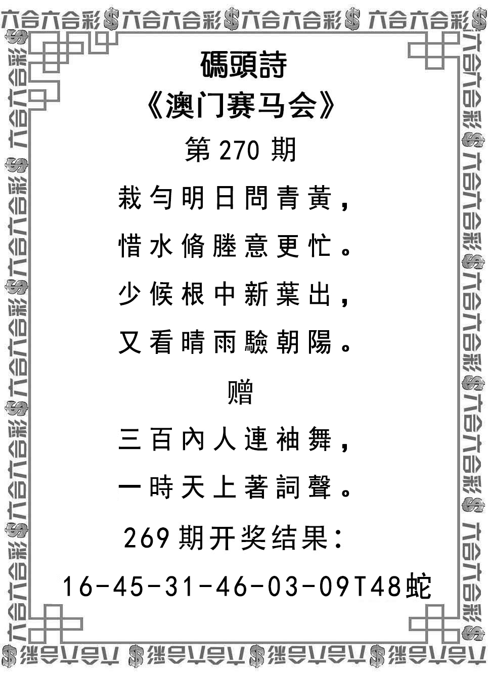 2024270期码头诗