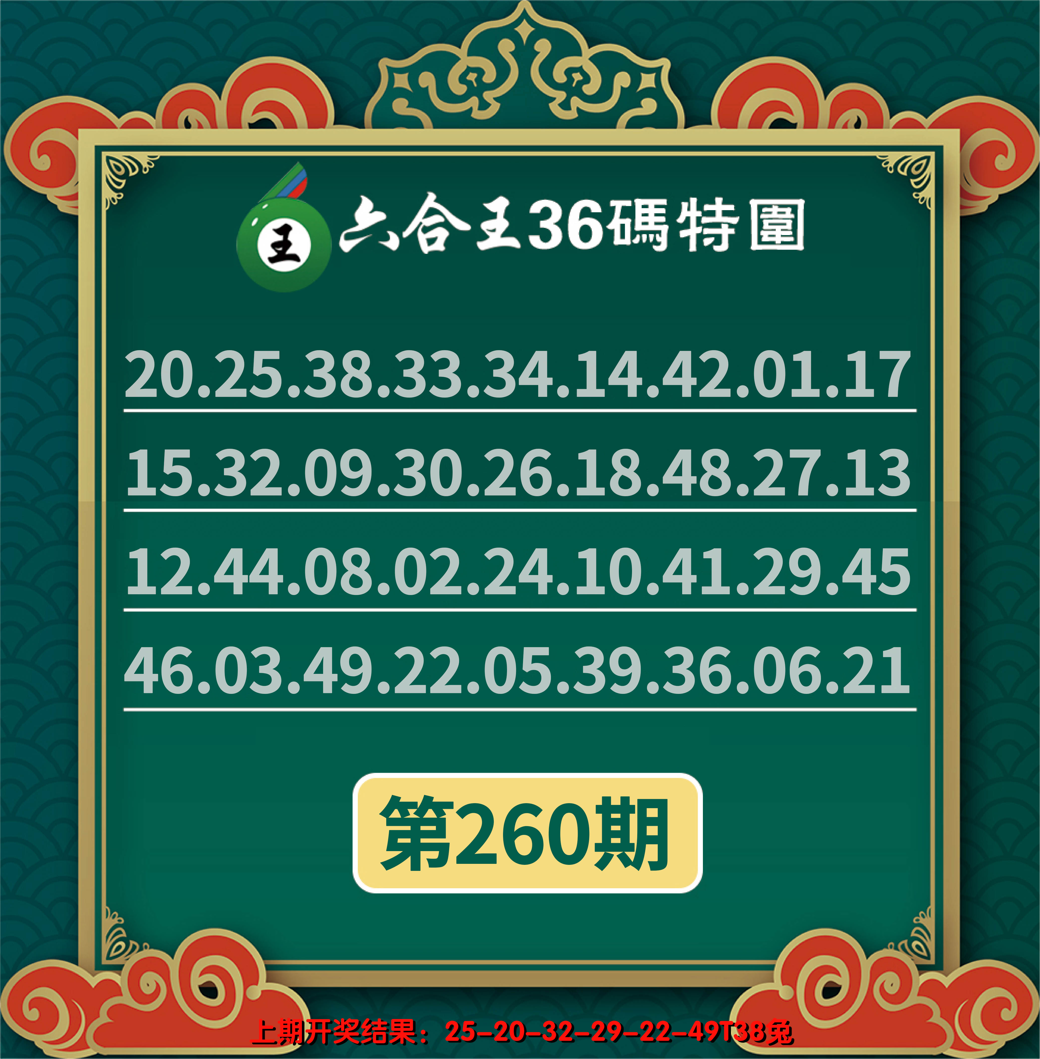 2024260期六合王三十六码特围
