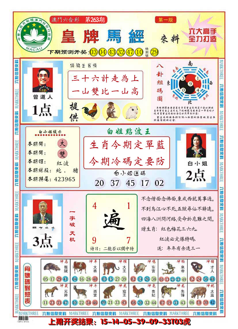 2024263期澳门皇牌马经