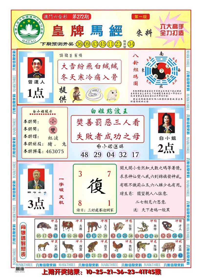2024272期澳门皇牌马经