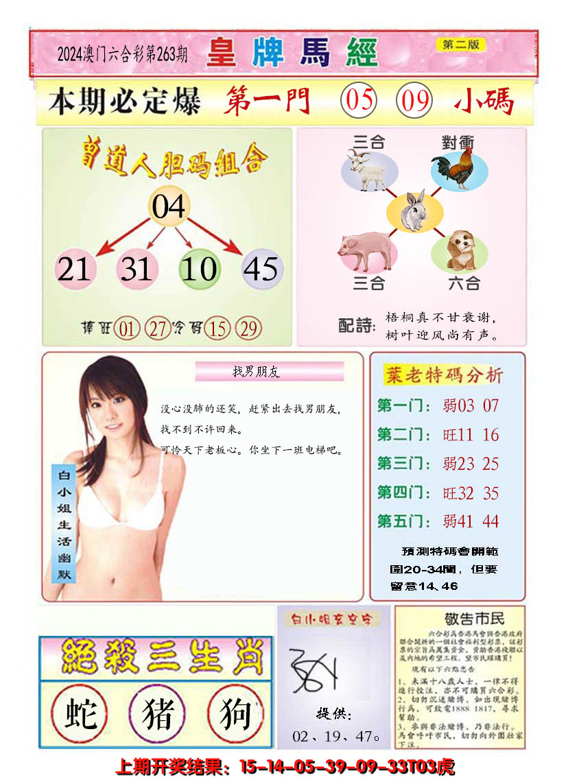 2024263期澳门皇牌马经B
