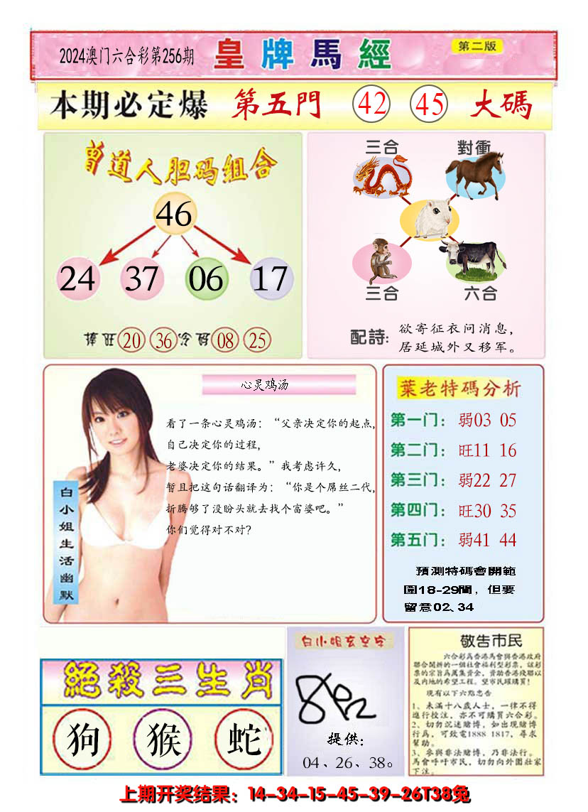 2024256期澳门皇牌马经B