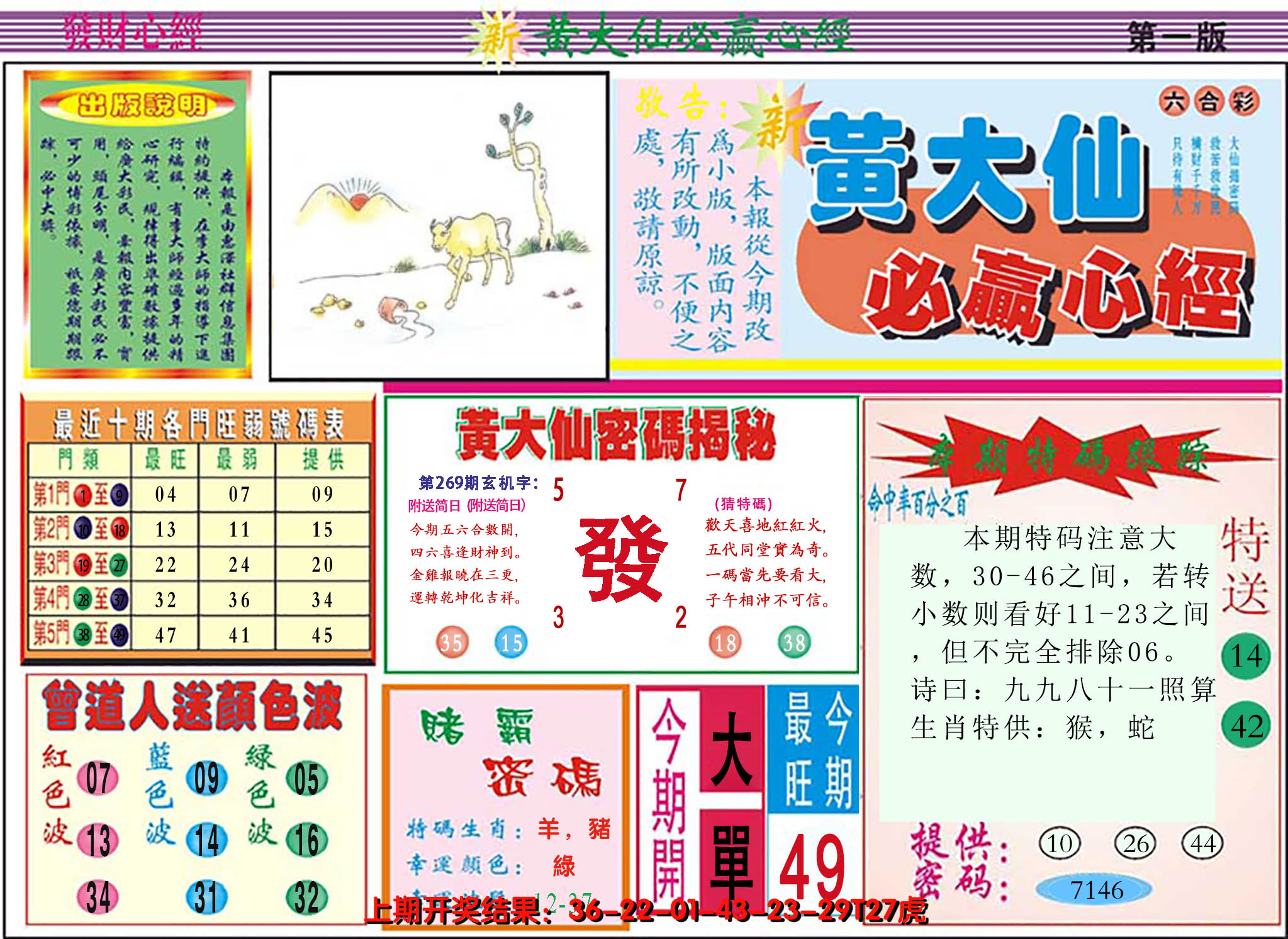 2024269期澳门黄大仙必赢心经