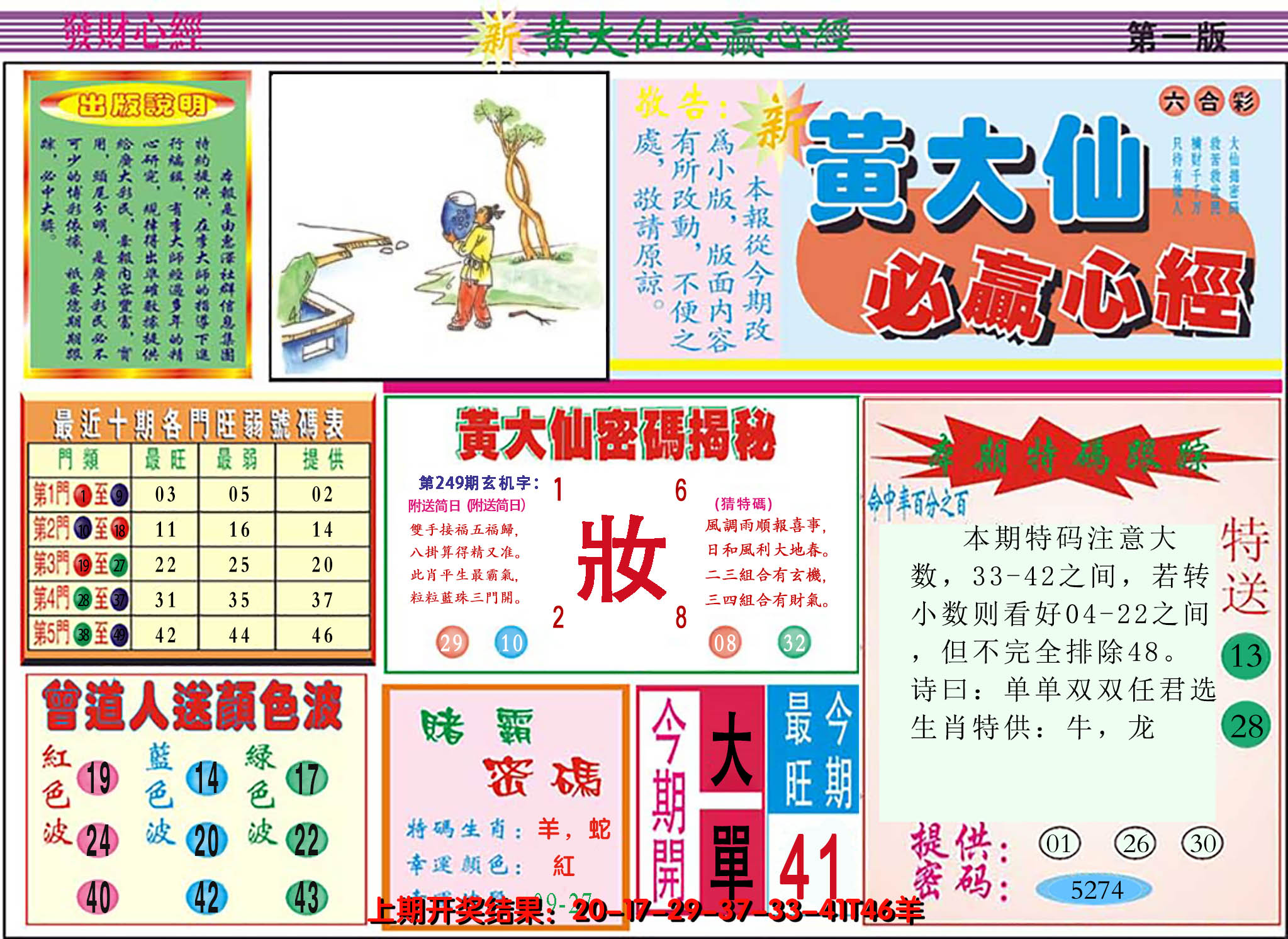 2024249期澳门黄大仙必赢心经