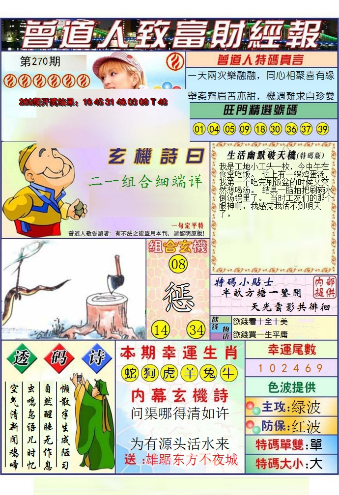 2024270期澳门曾道人致富财经报