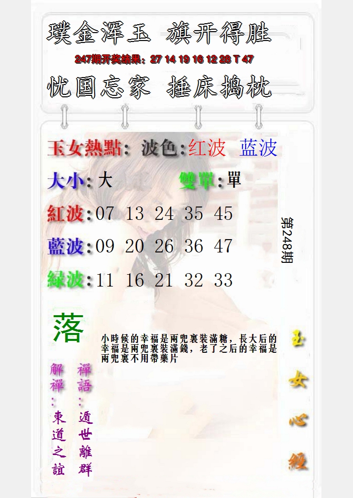 2024248期玉女心经报