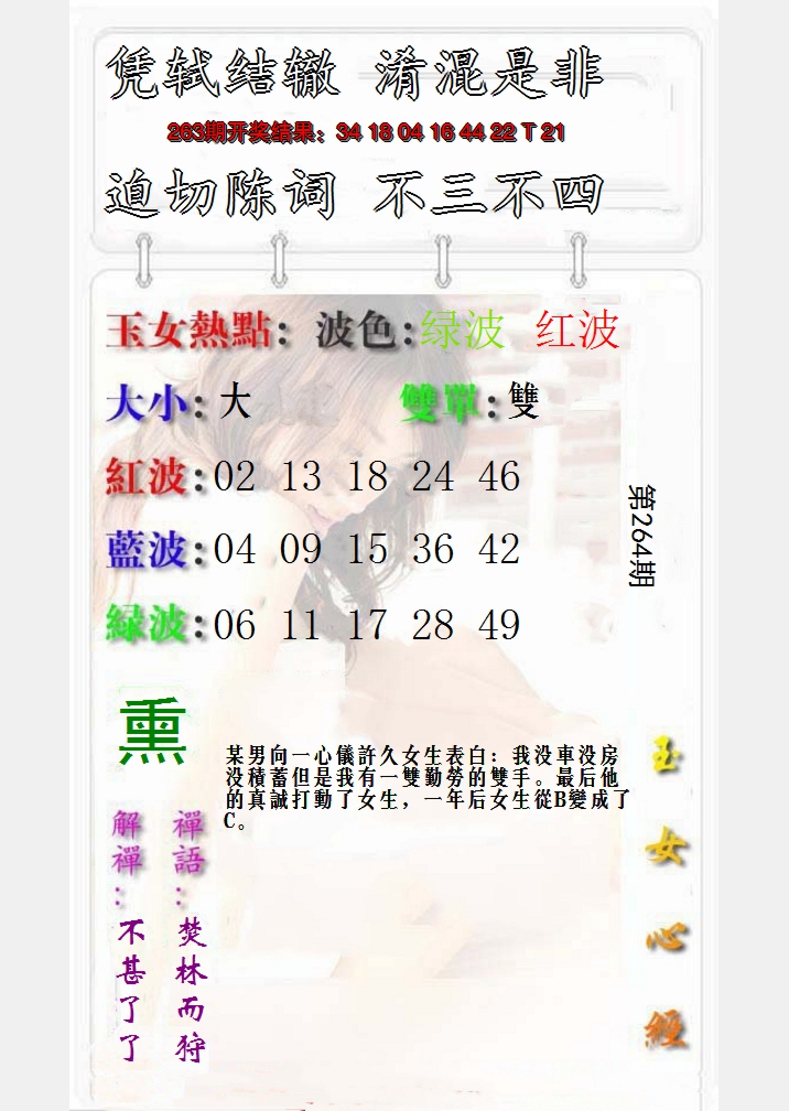 2024264期玉女心经报