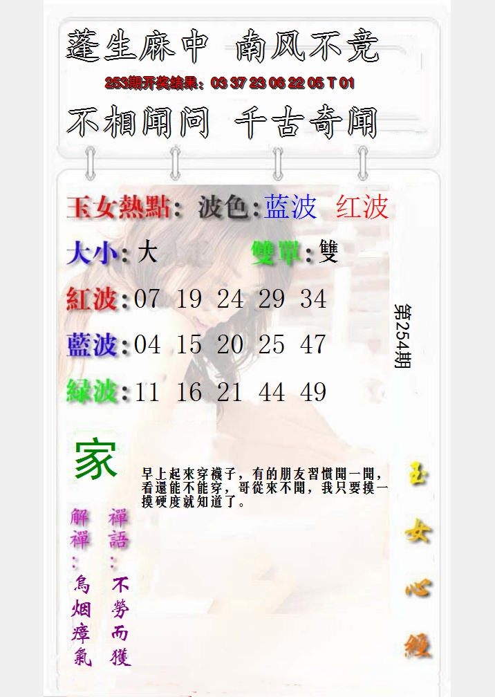 2024254期玉女心经报