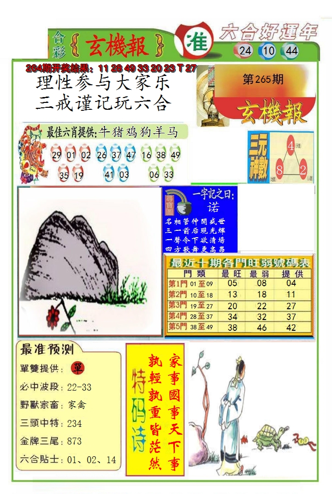 2024265期九龍玄机报(推荐)