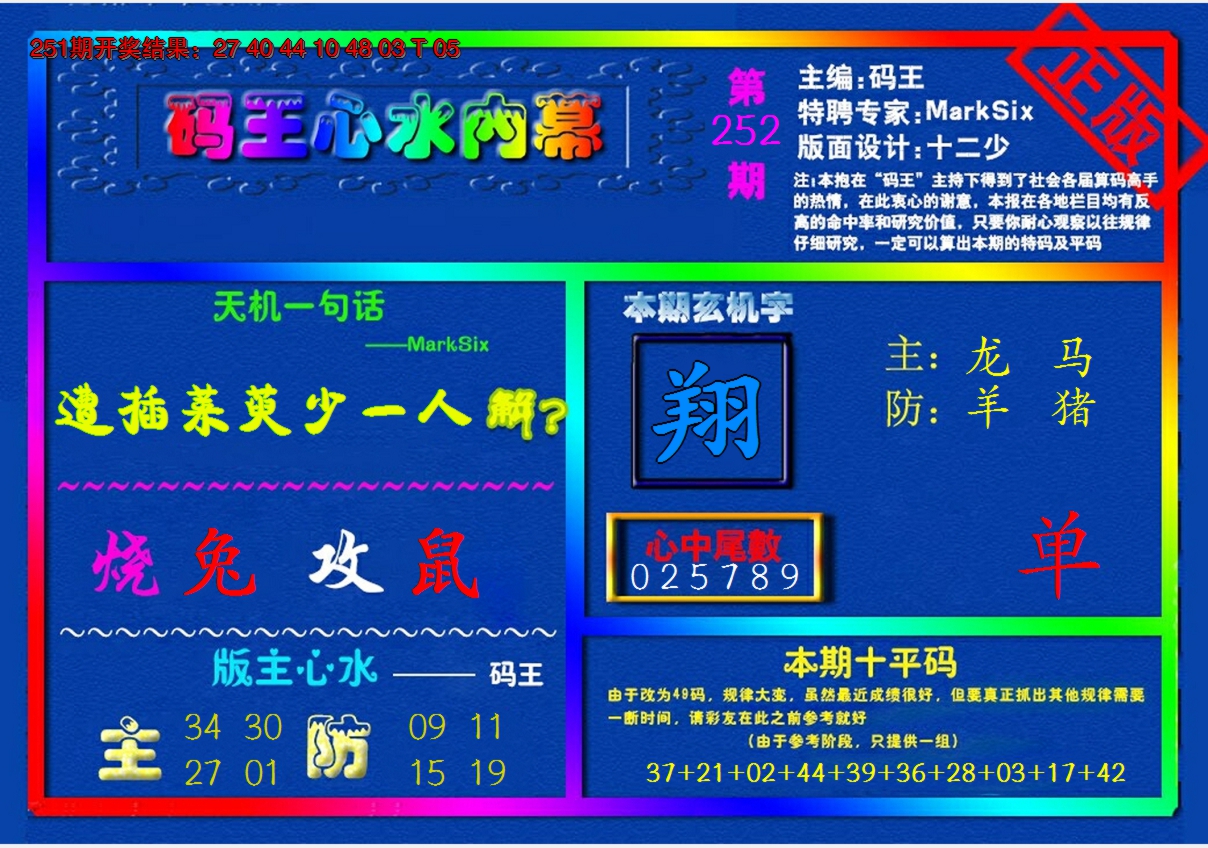 2024252期{码王雷锋}内幕报