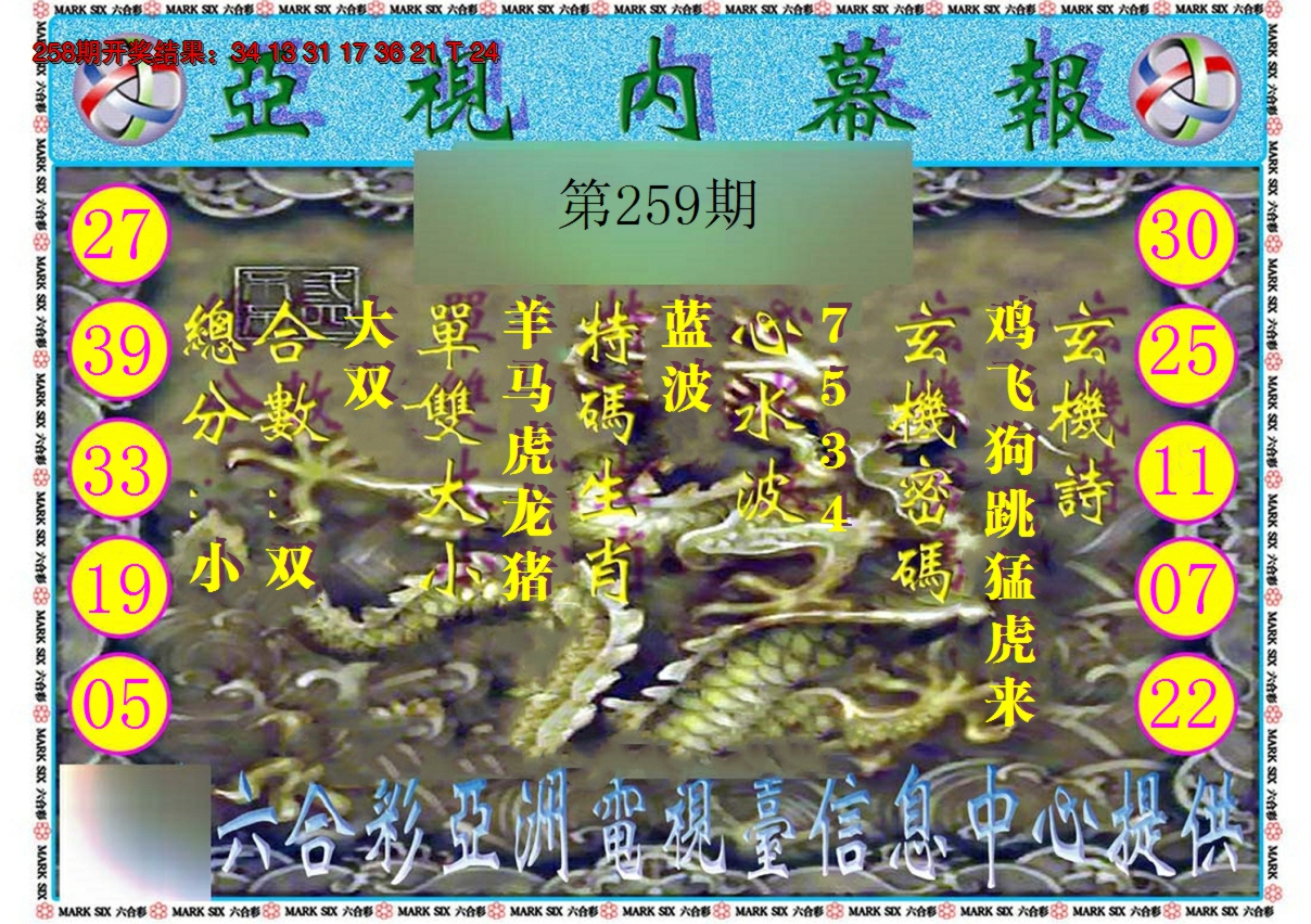 2024259期亚视内幕报