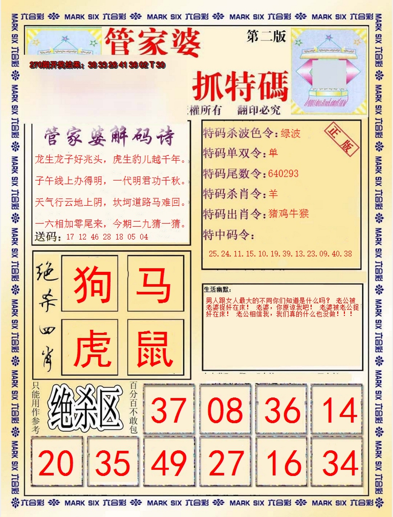 2024271期管家婆抓特码B