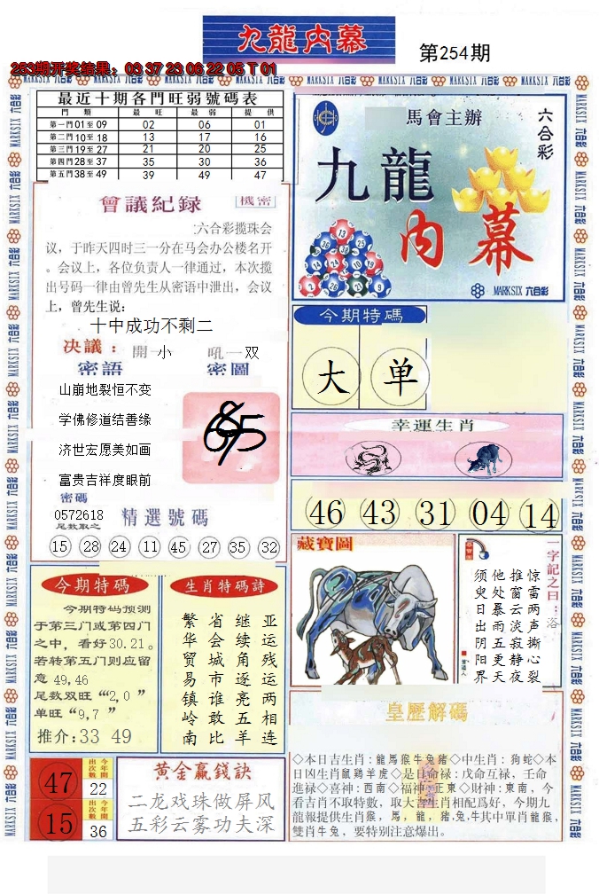 2024254期(新版)九龙内幕A