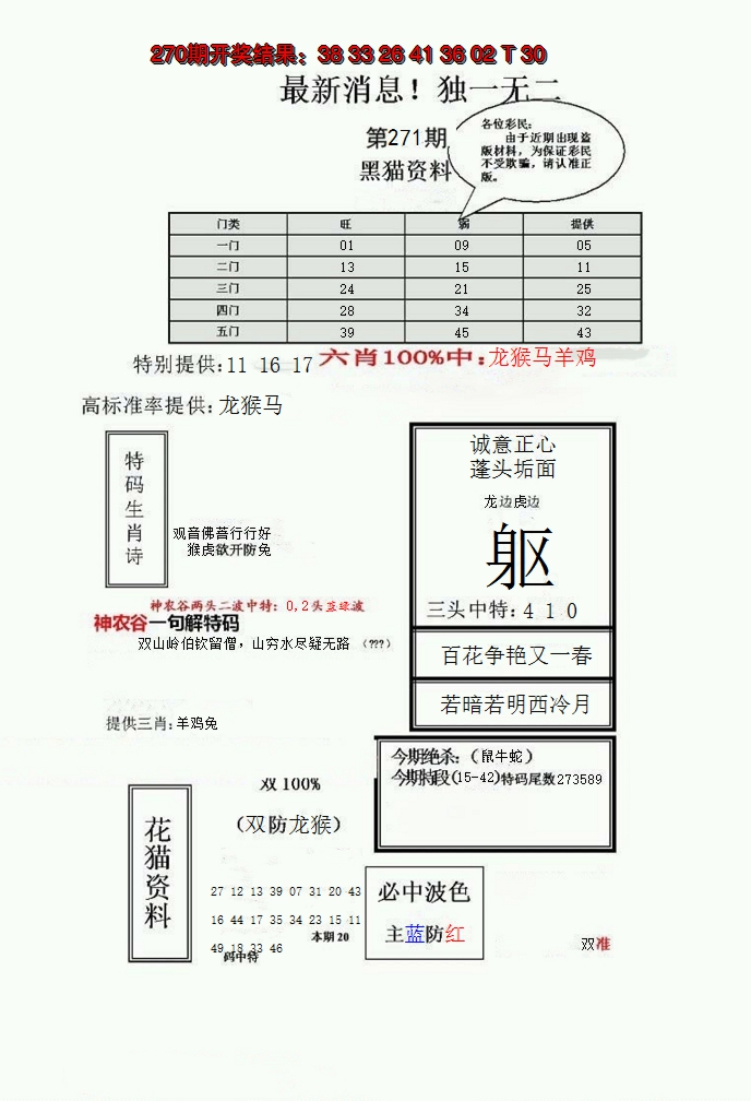 2024271期独一无二(正)
