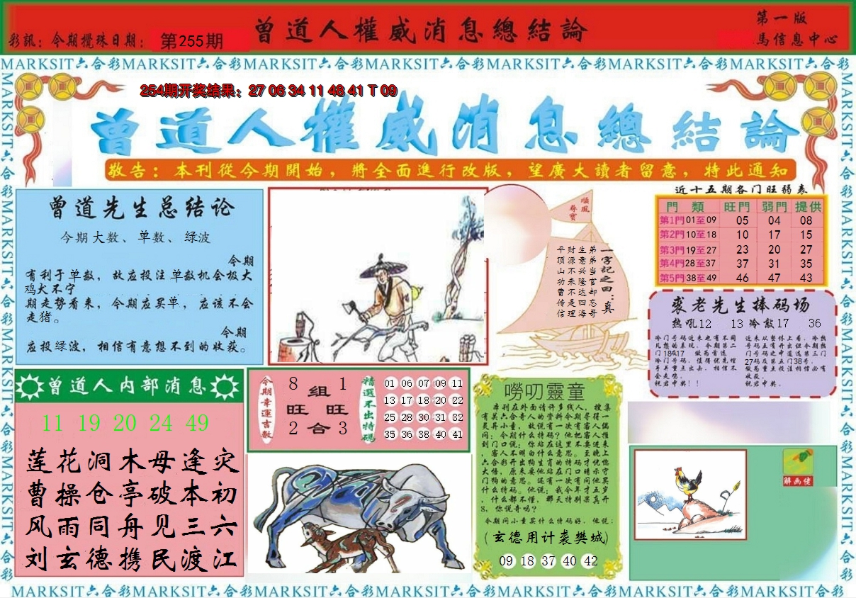 2024255期曾道人权威消息A