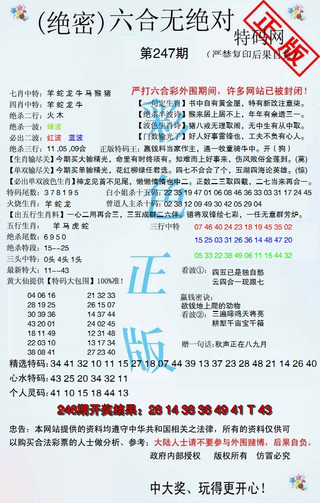 2024247期六合无绝对