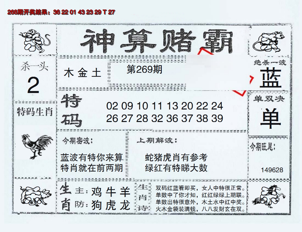 2024269期神算赌霸