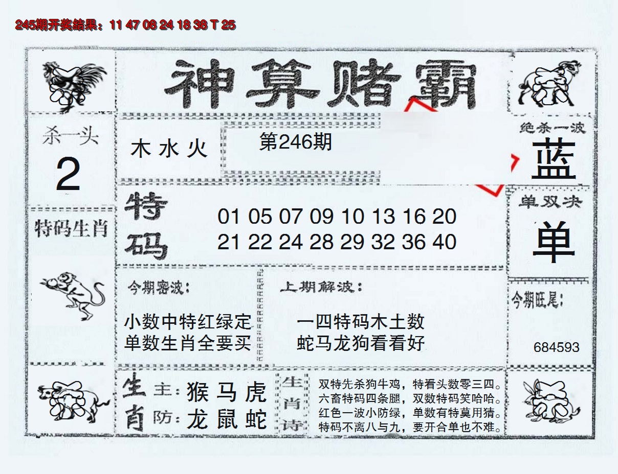 2024246期神算赌霸