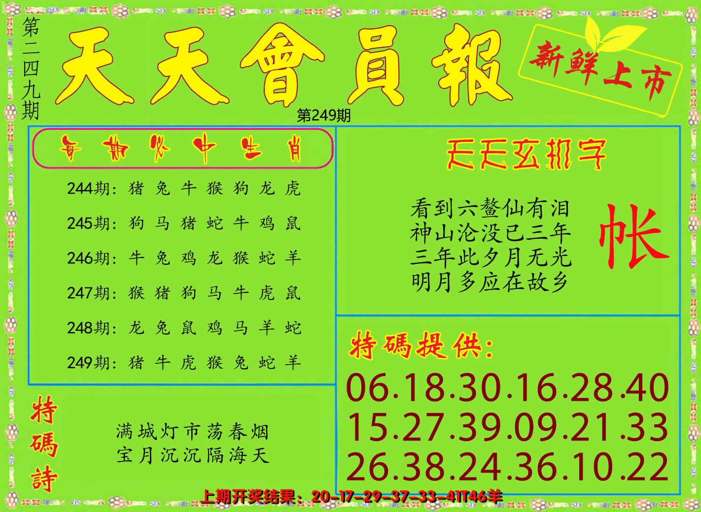 2024249期天天会员报