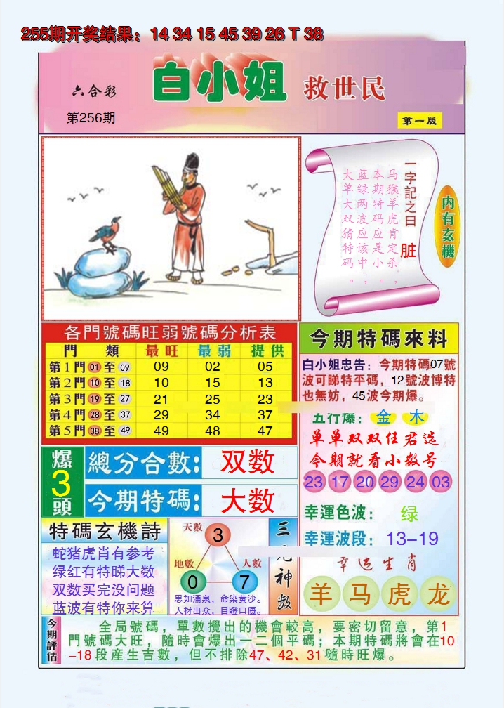 2024256期白小姐救世民A