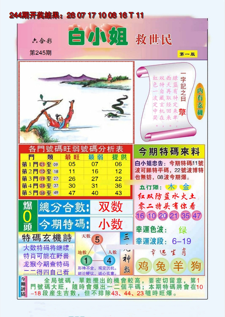 2024245期白小姐救世民A
