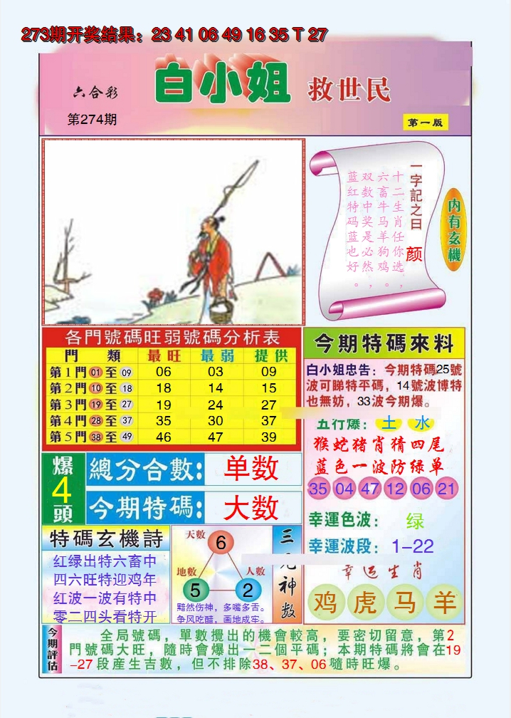 2024274期白小姐救世民A