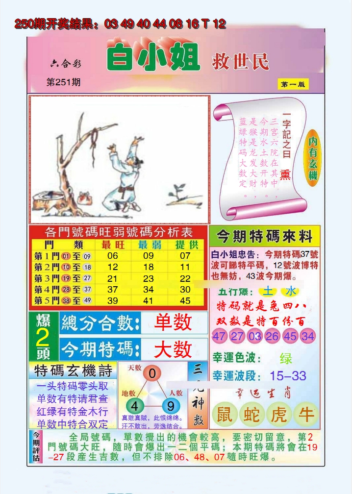 2024251期白小姐救世民A