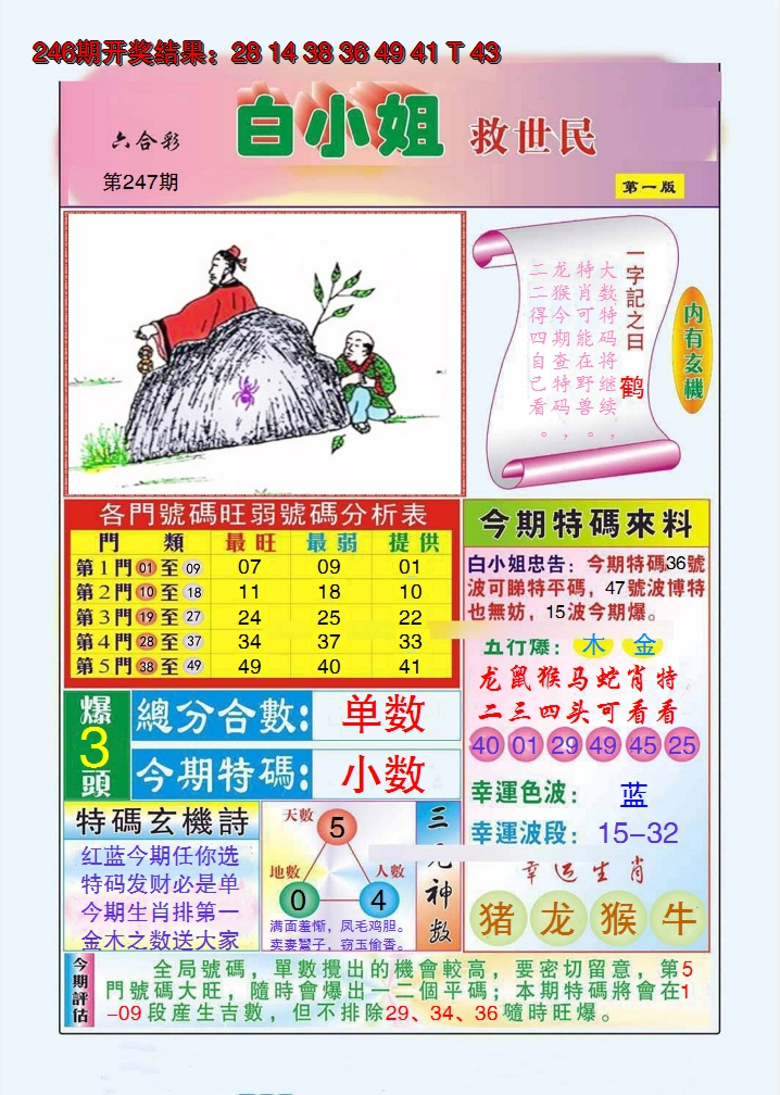 2024247期白小姐救世民A
