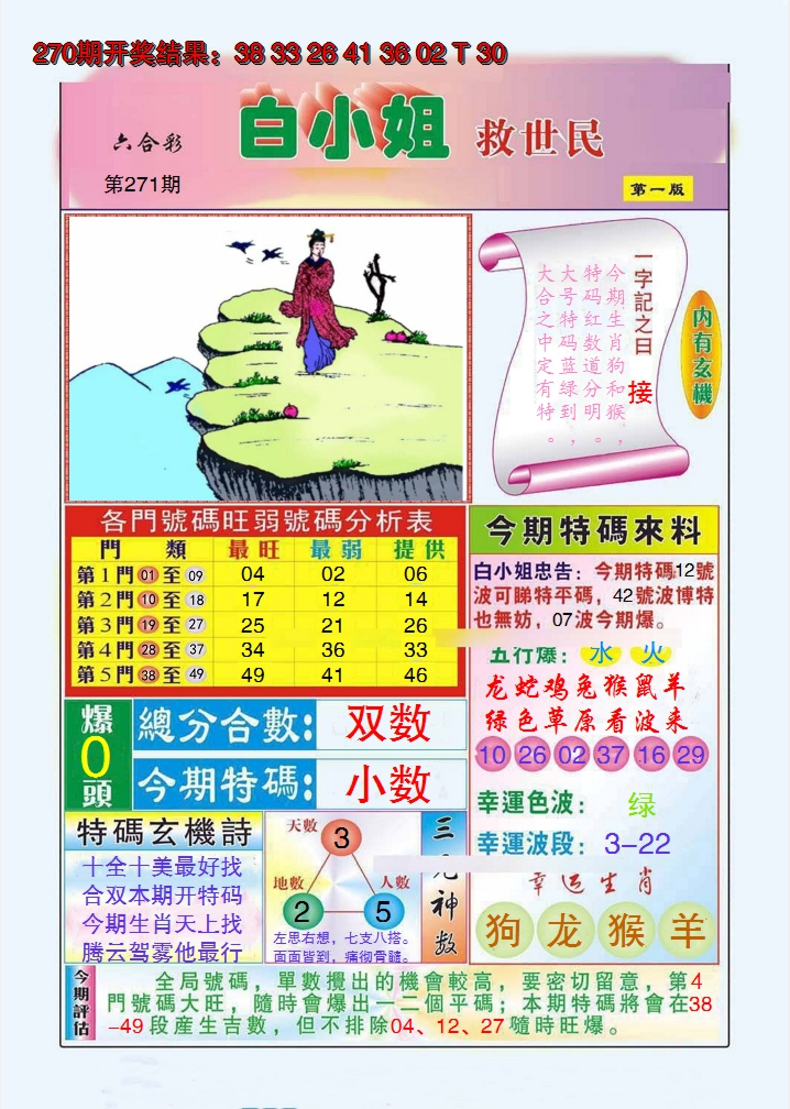 2024271期白小姐救世民A