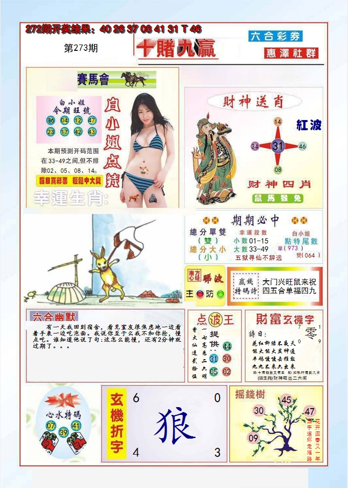 2024273期十赌九羸