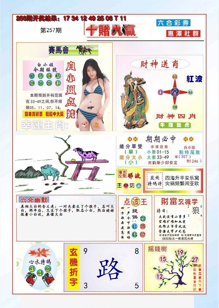 2024257期十赌九羸