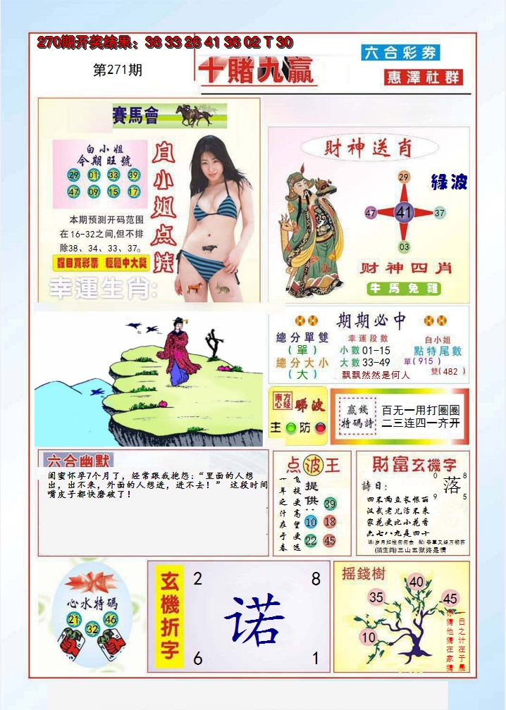 2024271期十赌九羸
