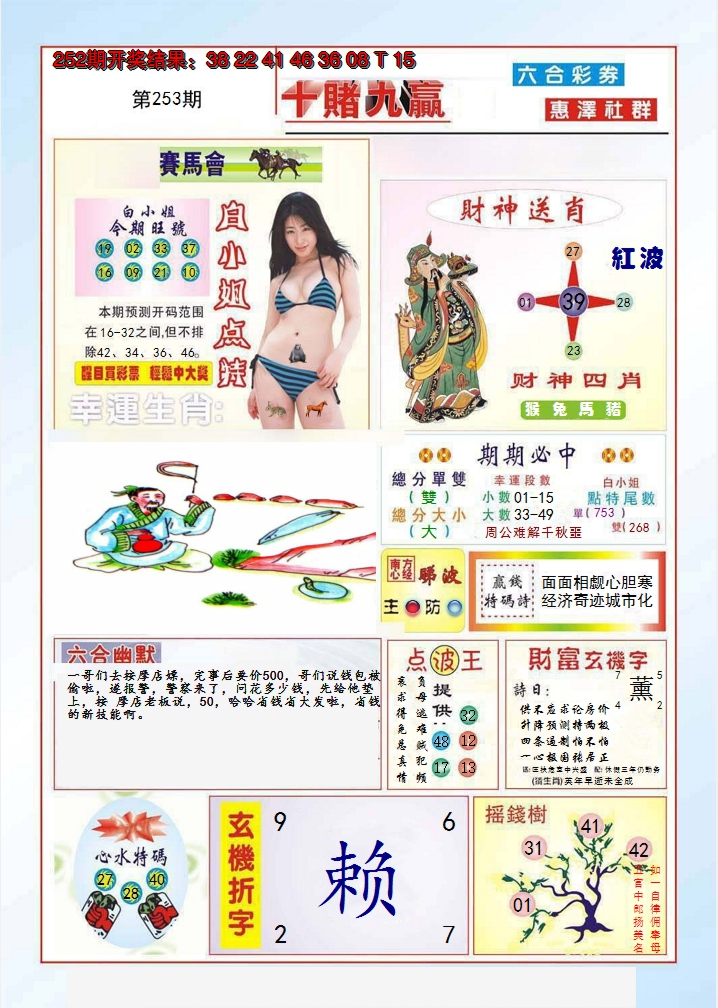 2024253期十赌九羸