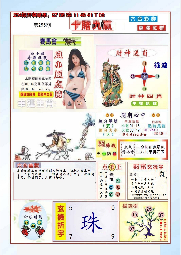 2024255期十赌九羸