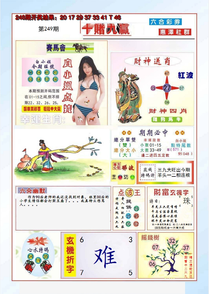 2024249期十赌九羸