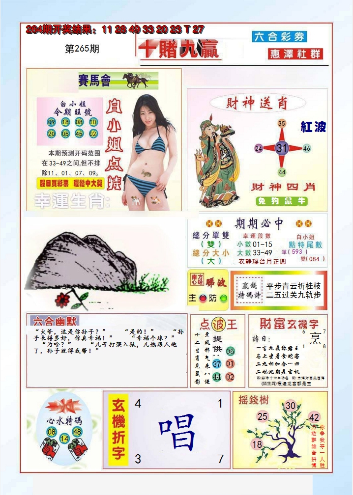 2024265期十赌九羸