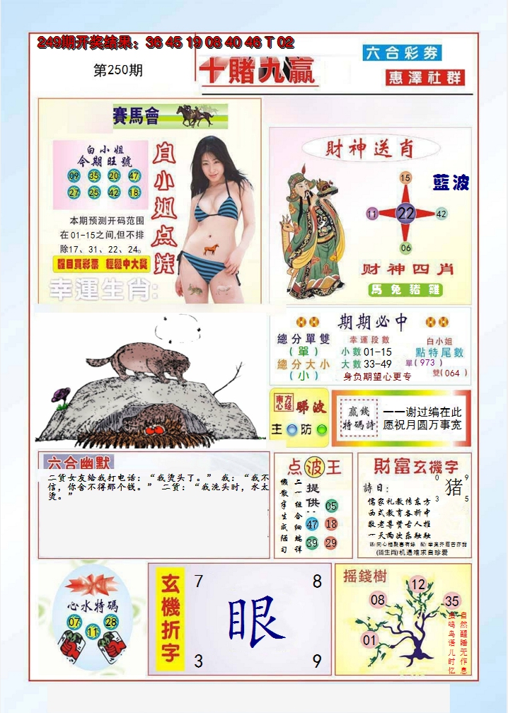 2024250期十赌九羸