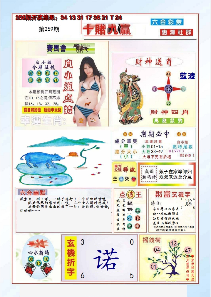 2024259期十赌九羸