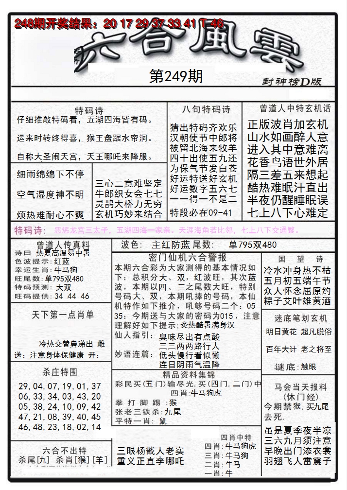 2024249期六合风云A