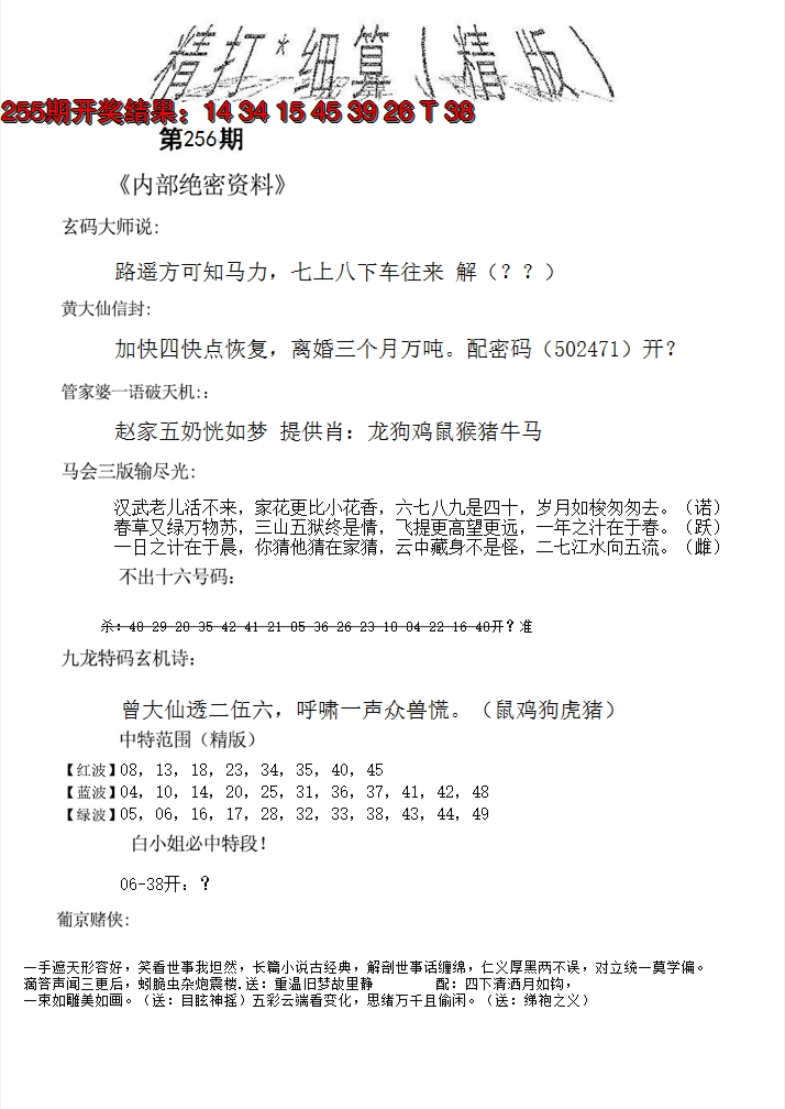 2024256期精大细算精版