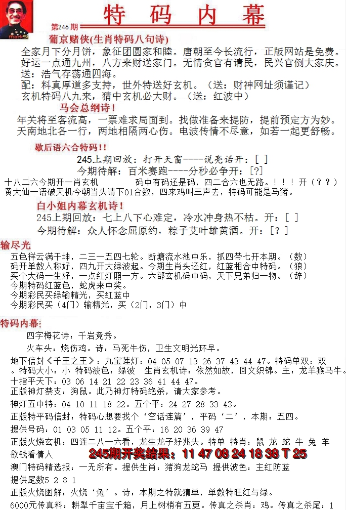 2024246期特码内幕A