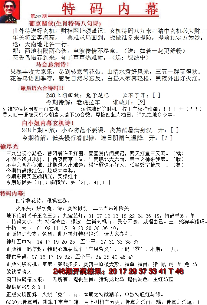 2024249期特码内幕A