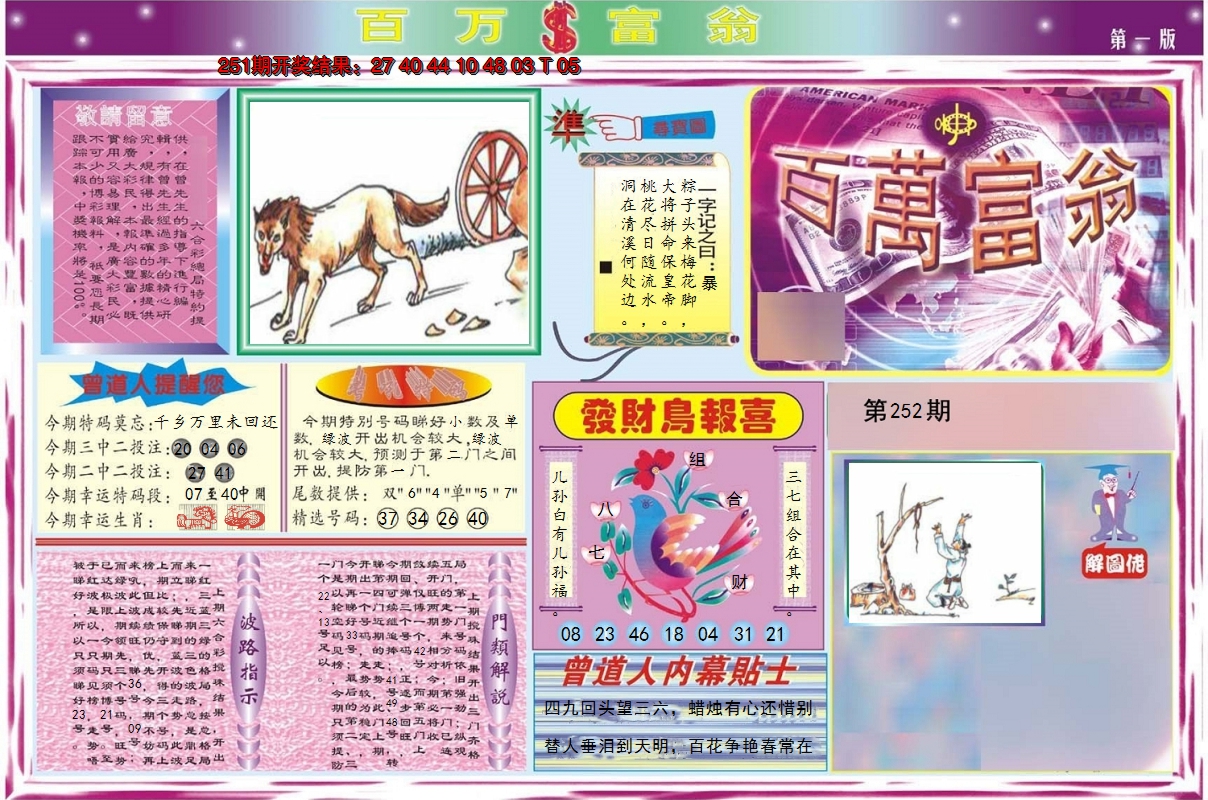 2024252期百万富翁A