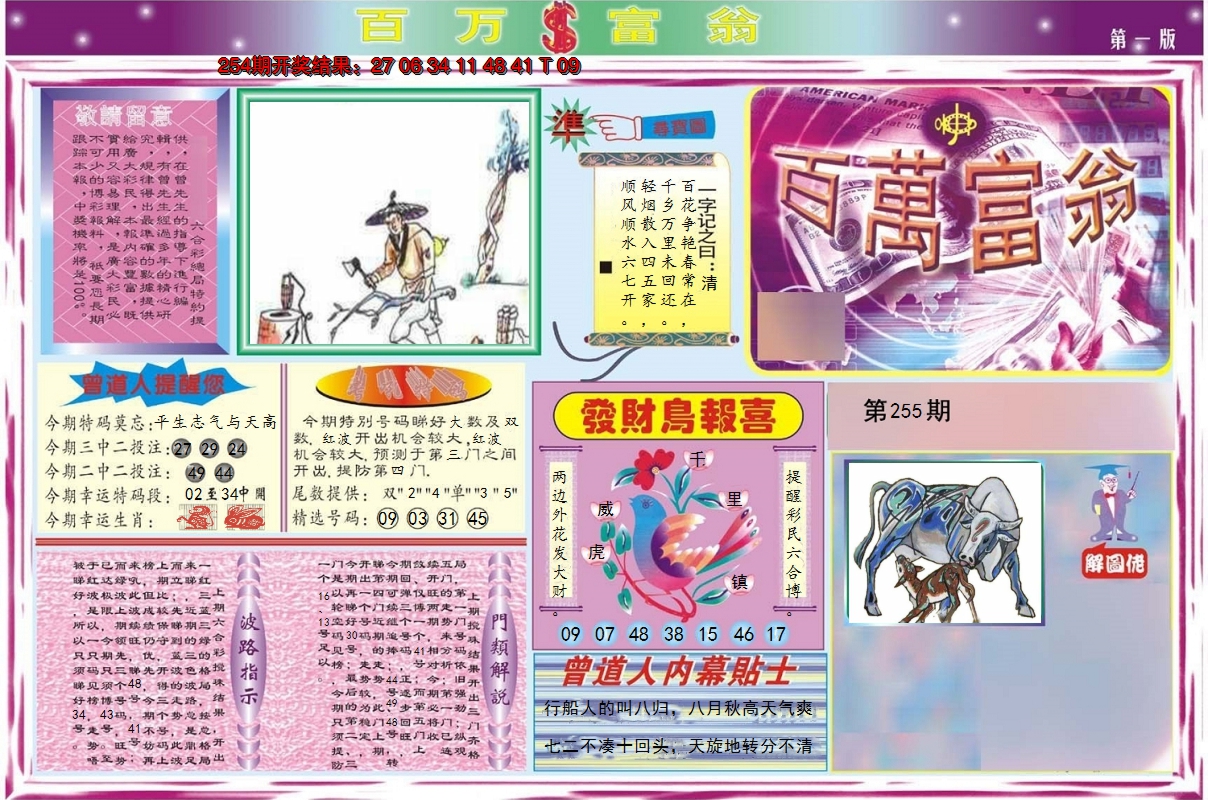 2024255期百万富翁A